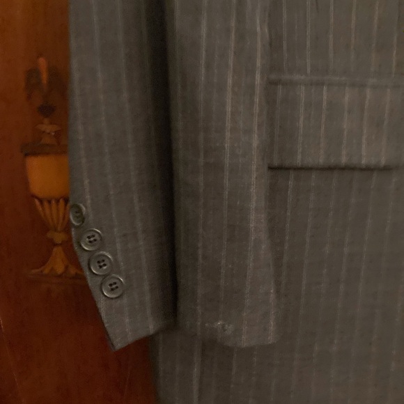 Ralph Lauren Chaps men gray pinstripe jacket wool peak lapels two inside pockets - Picture 4 of 9